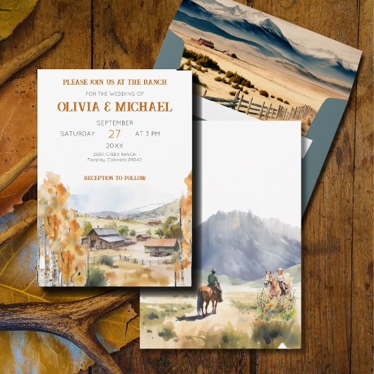 ウェスタン牧場の結婚式招待状 招待状