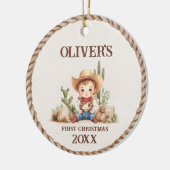 ウェスタン男の赤ちゃん初めてのクリスマス セラミックオーナメント (左)
