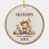 ウェスタン男の赤ちゃん初めてのクリスマス セラミックオーナメント (裏面)