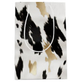 ウェスタン白黒グラム金ゴールドコウィド誕生日 ミディアムペーパーバッグ (正面)