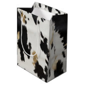 ウェスタン白黒金ゴールド牛革誕生日 ミディアムペーパーバッグ (裏面アングル)