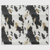 ウェスタン白黒金ゴールド牛革誕生日 ラッピングペーパー (フラット)