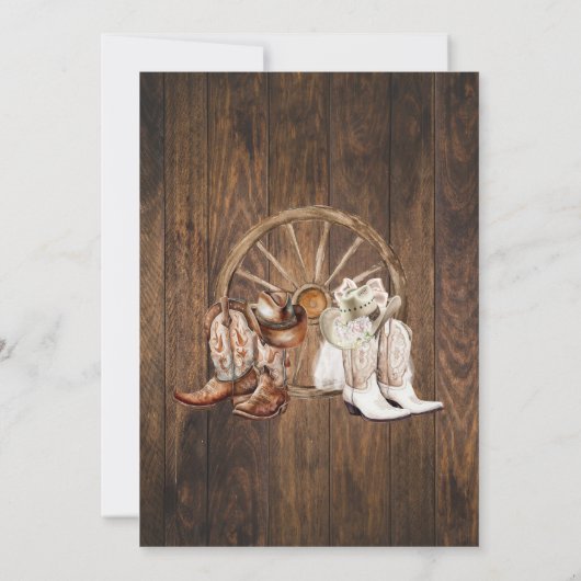 ウェスタン私たちはBBQカップルのシャワーカントリーブーツをする 招待状 (裏面)