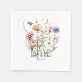 ウェスタン秋ワイルドフラワーズテラコッタブルーカスタムホテル スタンダードカクテルナプキン (正面)