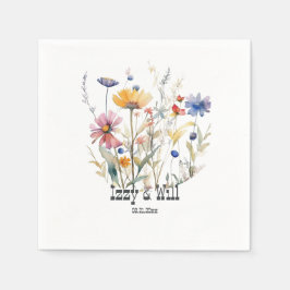 ウェスタン秋ワイルドフラワーズテラコッタブルーカスタムホテル スタンダードカクテルナプキン