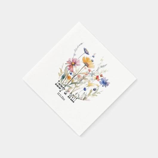 ウェスタン秋ワイルドフラワーズテラコッタブルーカスタムホテル スタンダードカクテルナプキン (角)