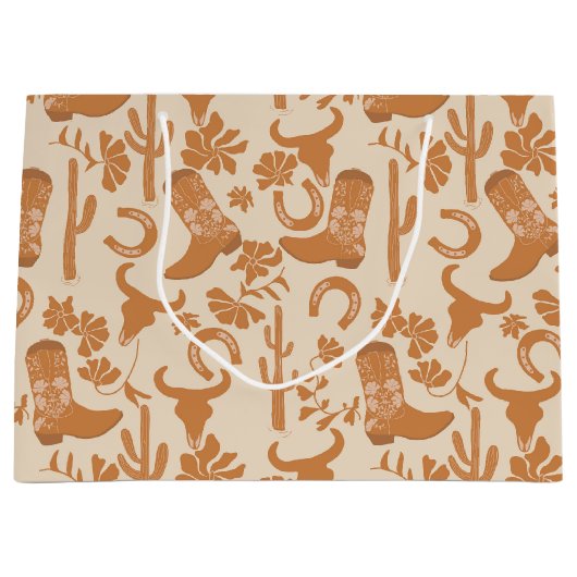 ウェスタン素朴アーストーンカントリーカウボーイブーツ ラージペーパーバッグ (正面)