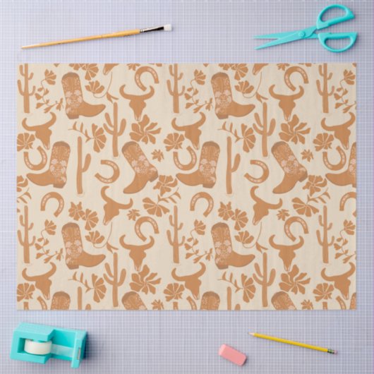 ウェスタン素朴アーストーンカントリーカウボーイブーツ 薄葉紙 (クラフト)