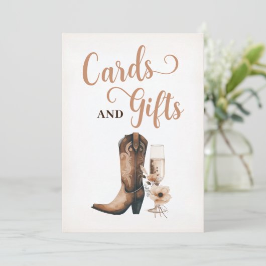 ウェスタン素朴ウェディングカードとギフトサイン 招待状 (スタンド正面)
