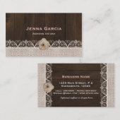 ウェスタン素朴ウッドレース&バーラップビジネスカード 名刺 (正面/裏面)