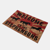 ウェスタン素朴ウマズファミリー名歓迎 ドアマット (アングル)