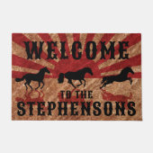 ウェスタン素朴ウマズファミリー名歓迎 ドアマット (正面)