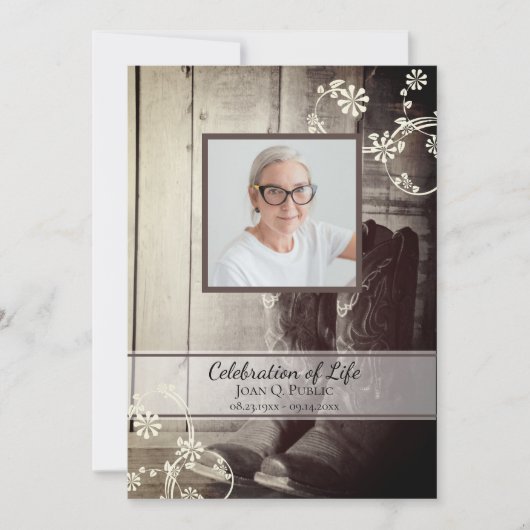 ウェスタン素朴カウボーイブーツお祝い・オブ・ライフ 招待状 (正面)