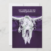 ウェスタン素朴カントリーダークパープルブルスカル 招待状 (裏面)