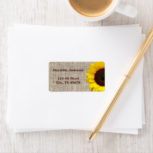 ウェスタン素朴カントリーバーラップサンフラワー結婚ズ ラベル (インサイチュ)