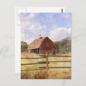 ウェスタン素朴カントリーファームレッド初期のバーン ポストカード (正面/裏面)