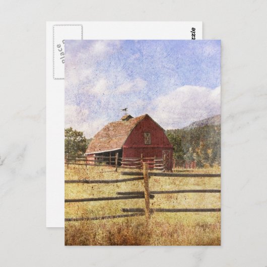 ウェスタン素朴カントリーファームレッド初期のバーン ポストカード (正面/裏面)