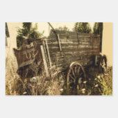 ウェスタン素朴カントリーブラウンヴィンテージファームワゴン ラッピングペーパーシート (正面2)