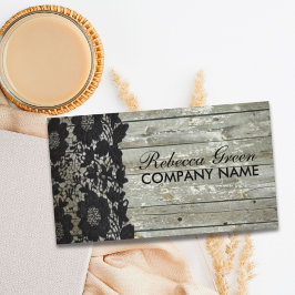 ウェスタン素朴カントリーブラックレースバーンウッド 名刺