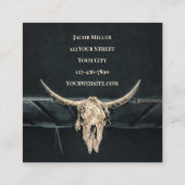 ウェスタン素朴カントリーベージュグレーブルカウズスカル スクエア名刺 (裏面)