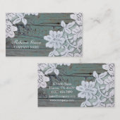ウェスタン素朴カントリーホワイトレースティール（緑がかった色）バーンウッド 名刺 (正面/裏面)