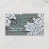 ウェスタン素朴カントリーホワイトレースティール(緑がかった色)バーンウッド 名刺 (正面)