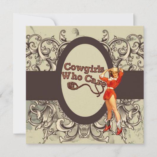 ウェスタン素朴カントリー女性のカーボーイブライダルシャワー 招待状 (正面)