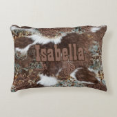 ウェスタン素朴カントリー牛革ターコイズ名 アクセントクッション (正面)