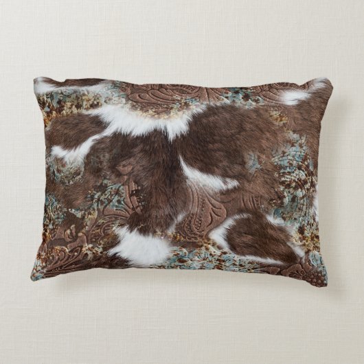 ウェスタン素朴カントリー牛革ターコイズ名 アクセントクッション (裏面)