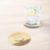 ウェスタン素朴カントリー結婚の牛のスカル ラウンドペーパーコースター (インサイチュ)