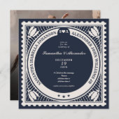 ウェスタン素朴カントリーQRコードヴィンテージウェディング 招待状 (正面/裏面)