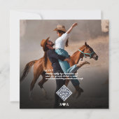 ウェスタン素朴カントリーQRコードヴィンテージウェディング 招待状 (裏面)