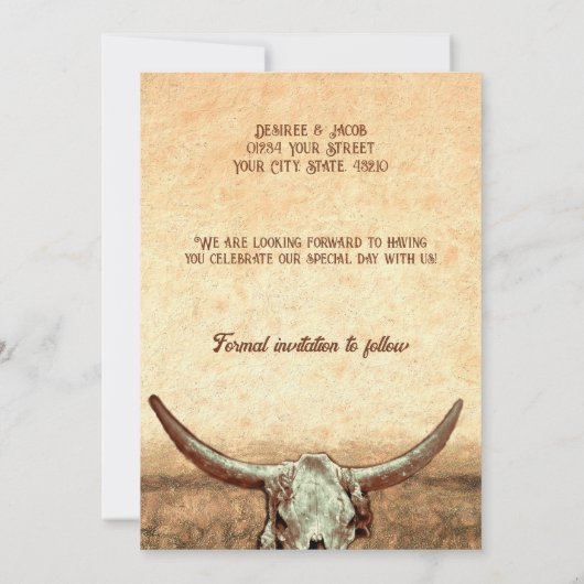 ウェスタン素朴カントリーRodeo日付を保存 招待状 (裏面)