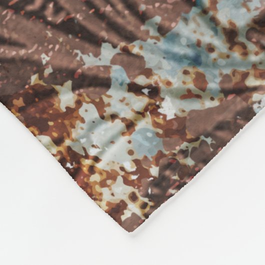 ウェスタン素朴コーウィドブラウンレザーターコイズ フリースブランケット (角)