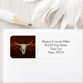 ウェスタン素朴スのブル結婚スカルは日付を保存 ラベル (インサイチュ)