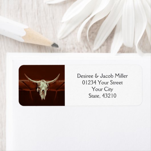 ウェスタン素朴スのブル結婚スカルは日付を保存 ラベル (インサイチュ)