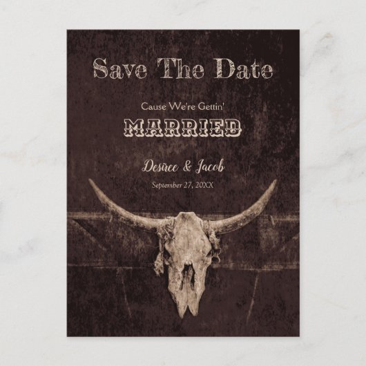 ウェスタン素朴スのヴィンテージが日付を保存 ポストカード (正面)