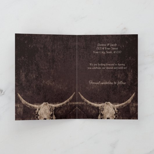 ウェスタン素朴スのヴィンテージが日付を保存 案内状 (内部)