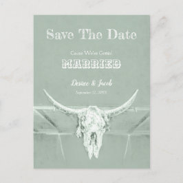 ウェスタン素朴スカルセージ緑の日付を保存 ポストカード