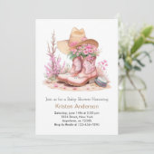 ウェスタン素朴スタイル女性のカーボーイベビーシャワー 招待状 (スタンド正面)