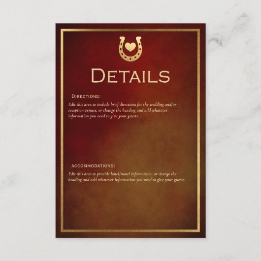 ウェスタン素朴スホースシューブルゴーニュ&金ゴールド詳細 エンクロージャーカード (正面)