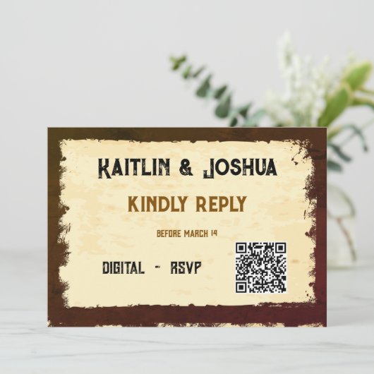 ウェスタン素朴ス結婚の🤠国チャームRSVP 招待状 (スタンド正面)