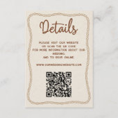 ウェスタン素朴ズの結婚詳細WebサイトQRコード エンクロージャーカード (正面)