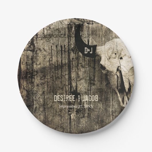 ウェスタン素朴ズブルスカルヴィンテージ ペーパープレート (正面)