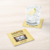 ウェスタン素朴ズ結婚の🤠 WANTED Photo スクエアペーパーコースター (インサイチュ)