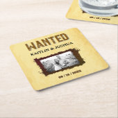 ウェスタン素朴ズ結婚の🤠 WANTED Photo スクエアペーパーコースター (アングル)