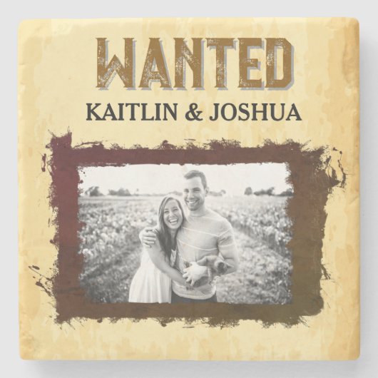 ウェスタン素朴ズ結婚の🤠 WANTED Photo ストーンコースター (正面)