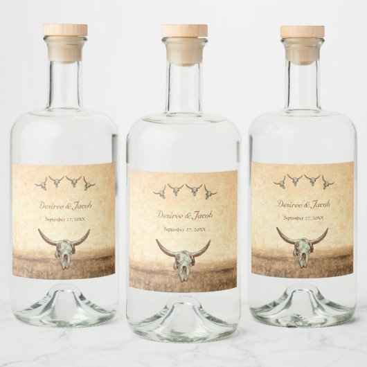 ウェスタン素朴ズ結婚カントリーカウブルスカル リキュールボトルラベル (ボトル)