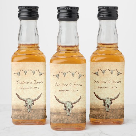 ウェスタン素朴ズ結婚・カントリー・ブル・カウズスカル リキュールボトルラベル (ボトル)