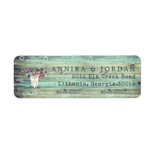 ウェスタン素朴ターコイズウッドディアースカルアドレス ラベル (正面)